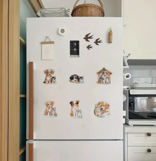 Preview: Diamond Paintig 6 Stück Kühlschrankmagnet - Hunde und Katzen